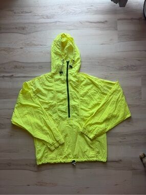 Vintage 90’s Jimmy’z Neon Yellow Men's Hooded Windbreaker -0160